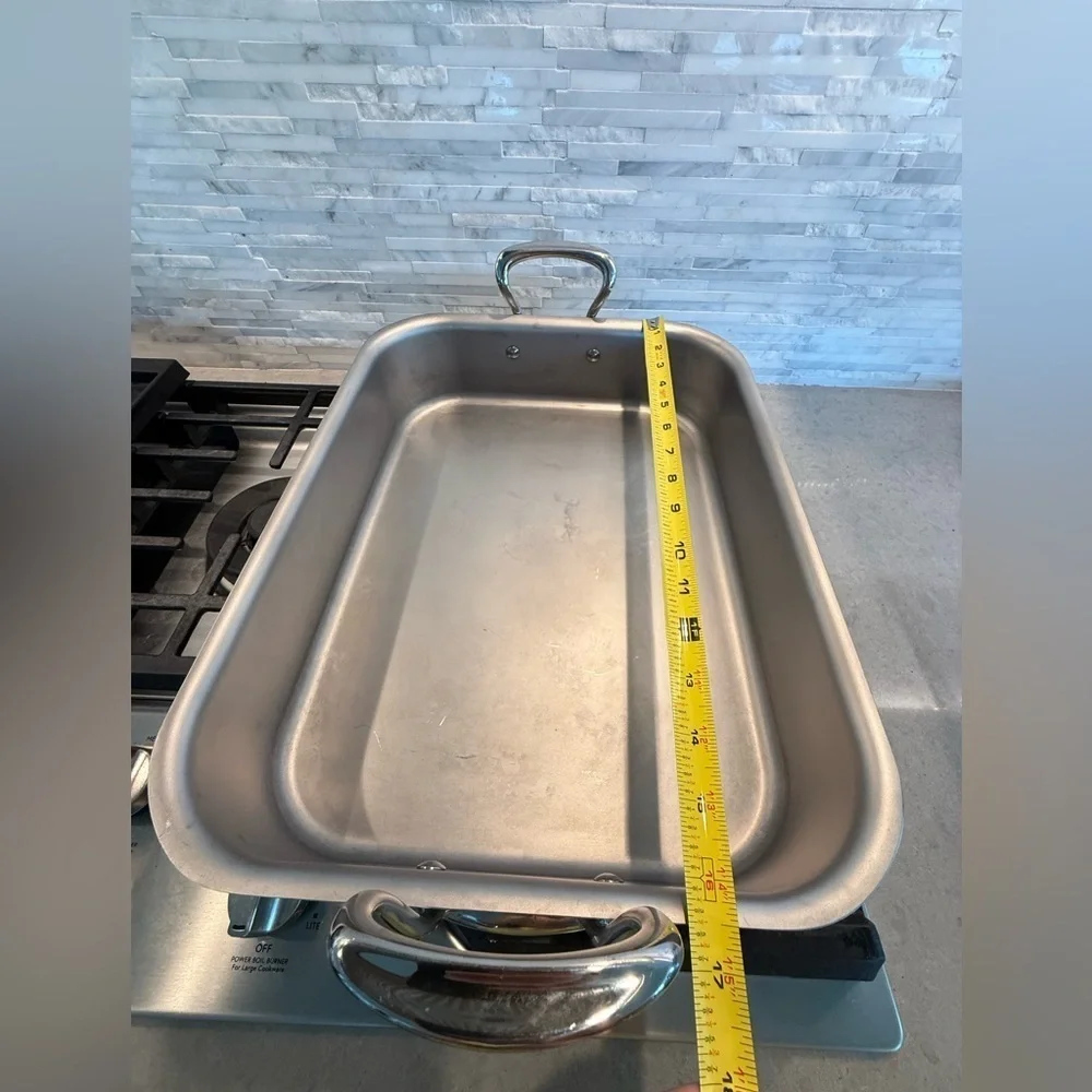 Mauviel Stainless Steel Roasting Pan Cast Stainless Steel Handles 15.7 x 11.8-In
